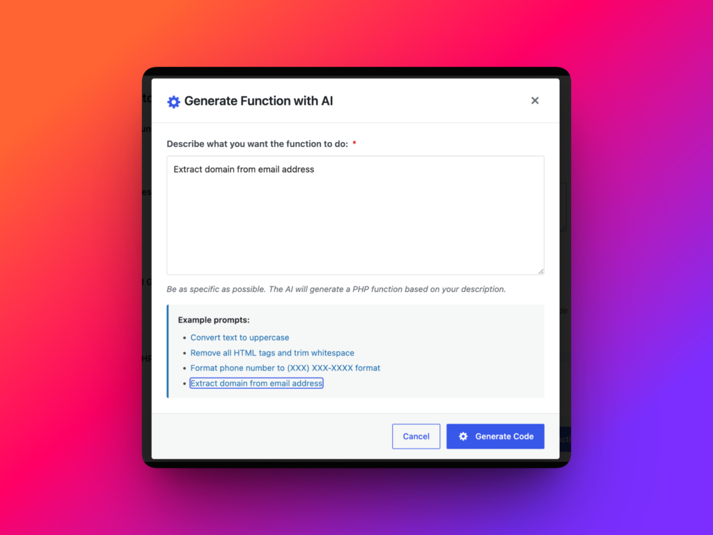 AI Generator for WordPress transformation functions