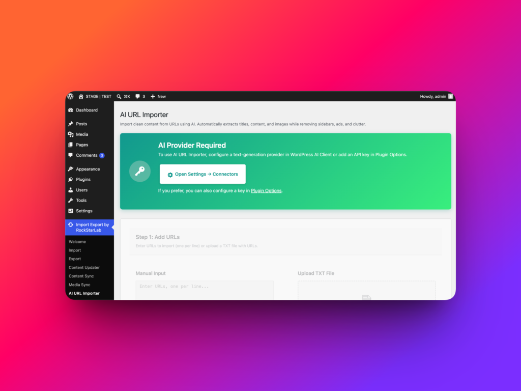 AI Provider Required dialog in AI URL Importer