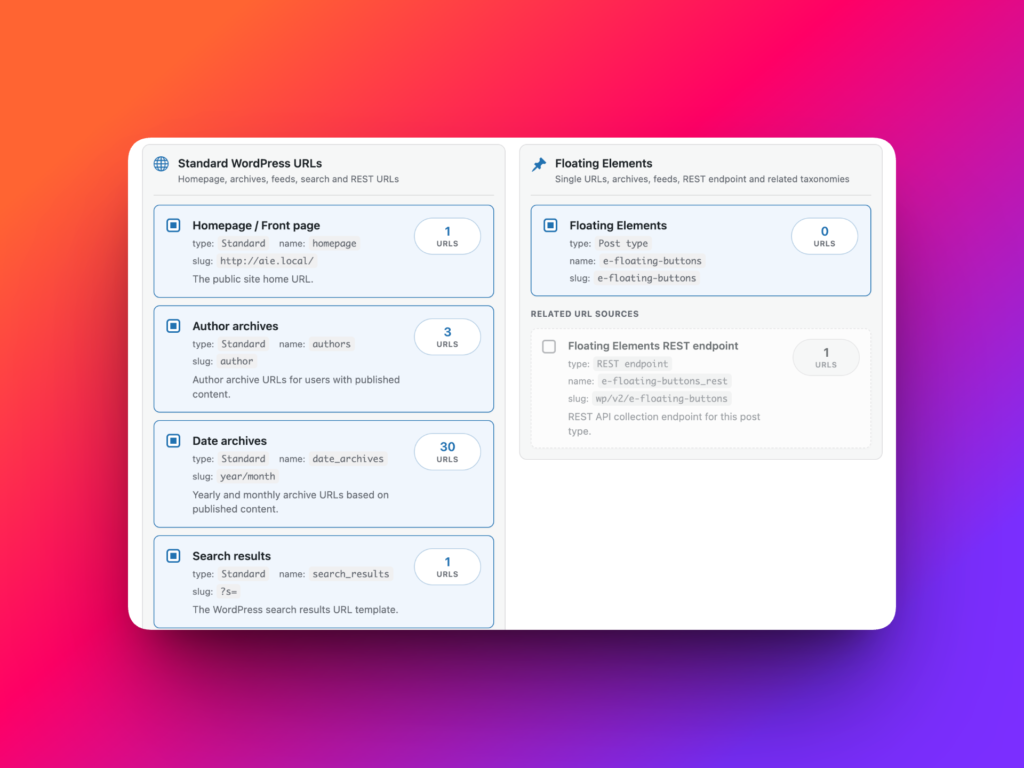 All Site URLs content type selected in WP Import Export by RockStarLab
