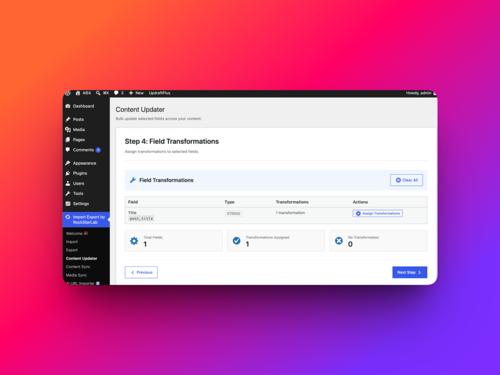 Bulk update WordPress page titles with Content Updater