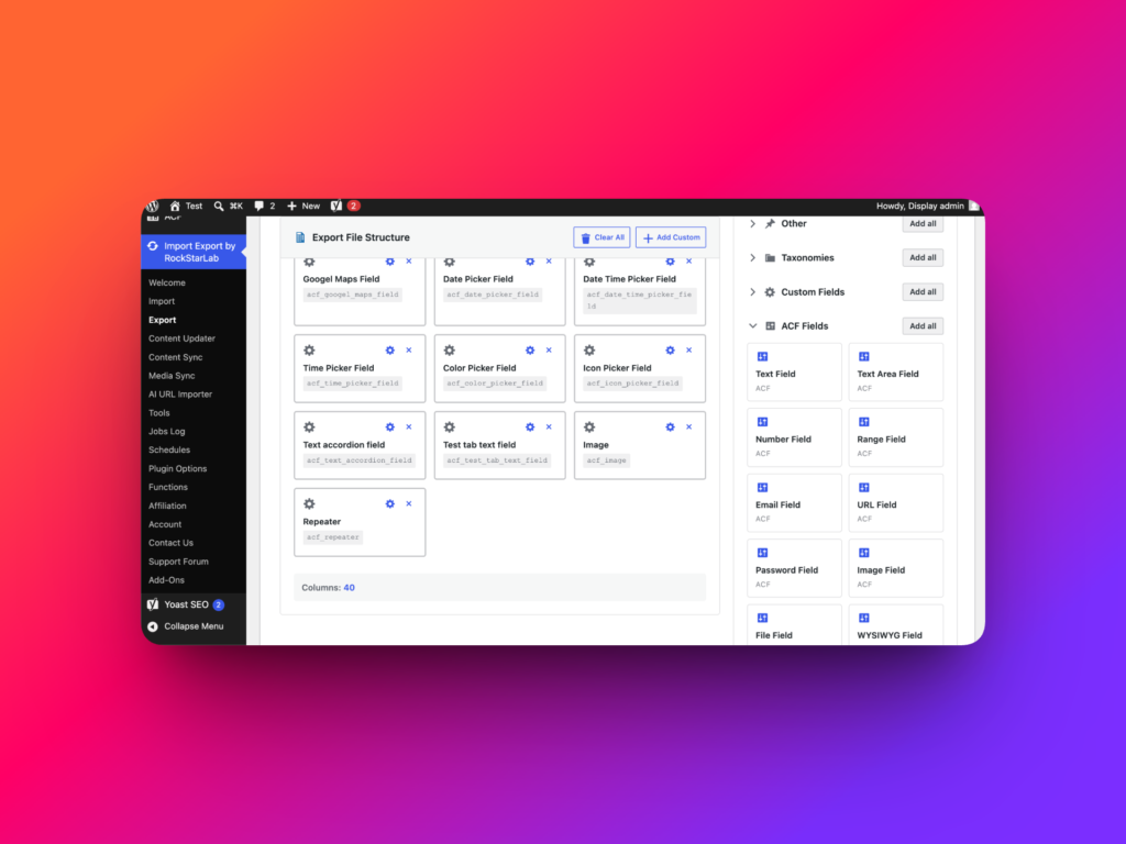 Export ACF fields and ACF Repeater fields from WordPress posts