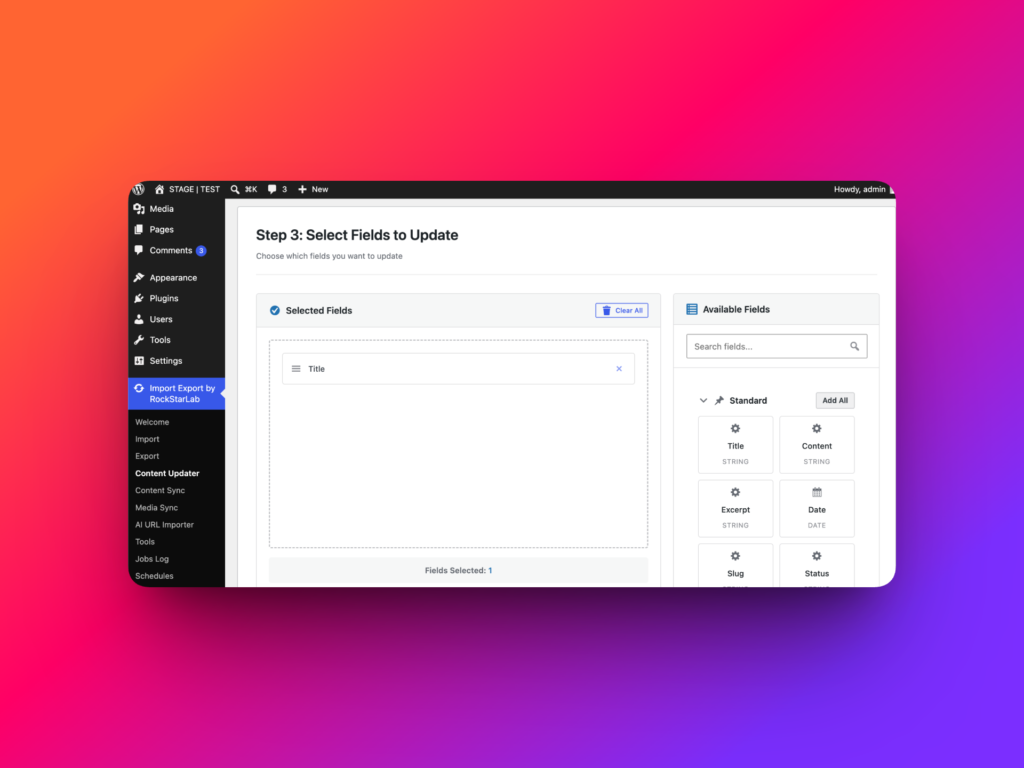 Selecting WordPress Post Title field in Content Updater