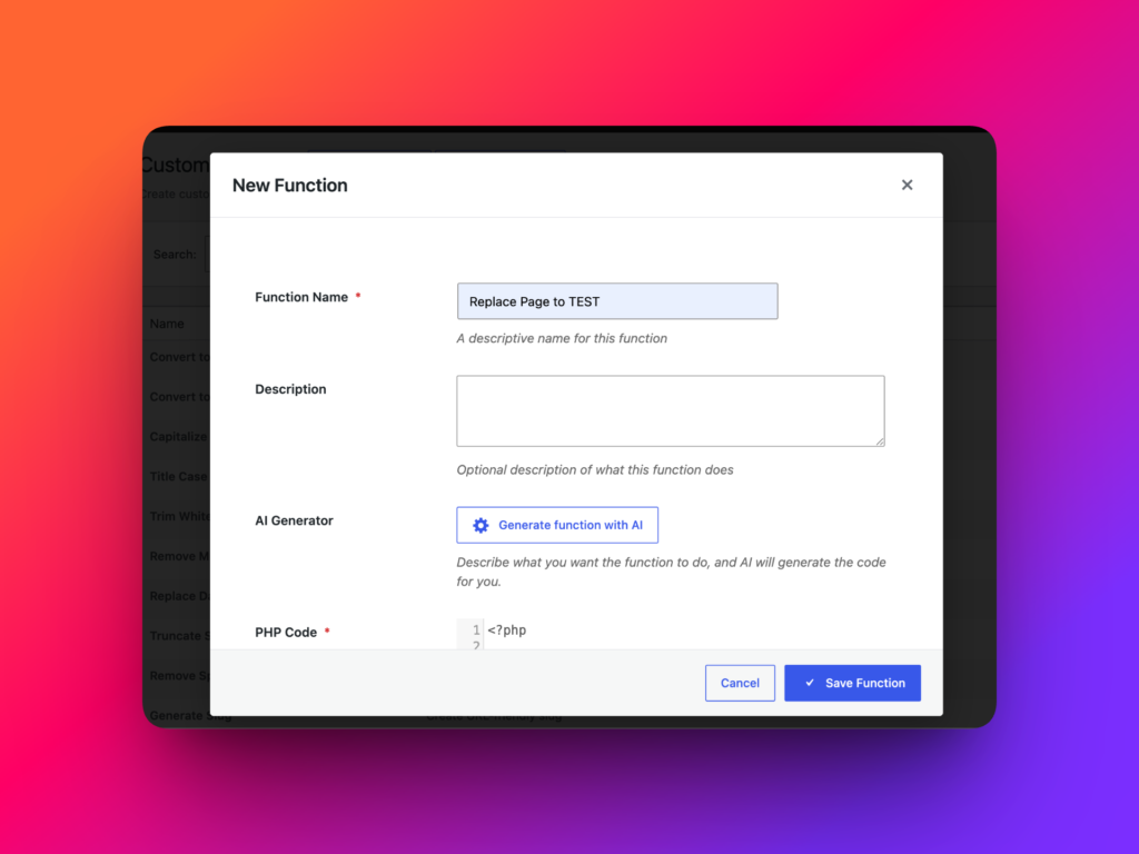 New custom transformation function in Import Export by RockStarLab