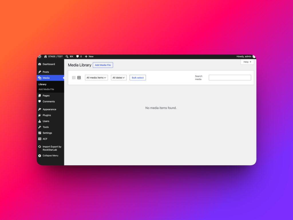 Empty WordPress Media Library before media import