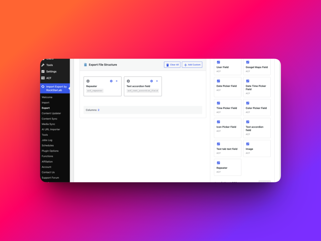 Export ACF fields including Repeater and Flexible Content