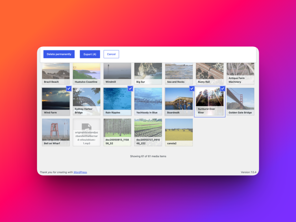 Export selected WordPress media files with Import Export by RockStarLab