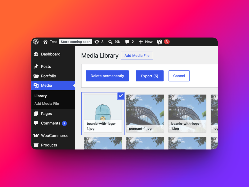 Bulk Select media files before exporting selected WordPress media