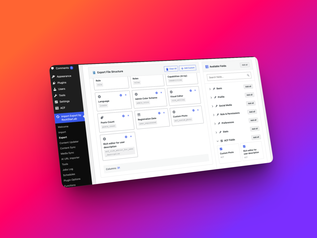 Exporting WordPress users with ACF custom fields