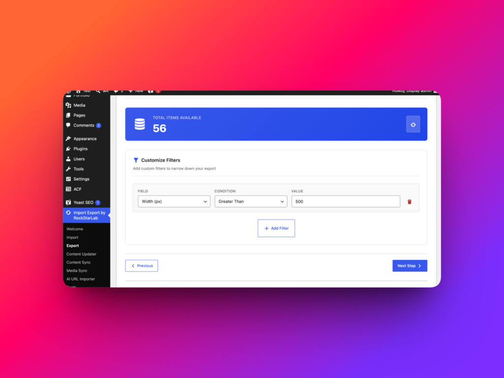Filter WordPress Media Library files before CSV export