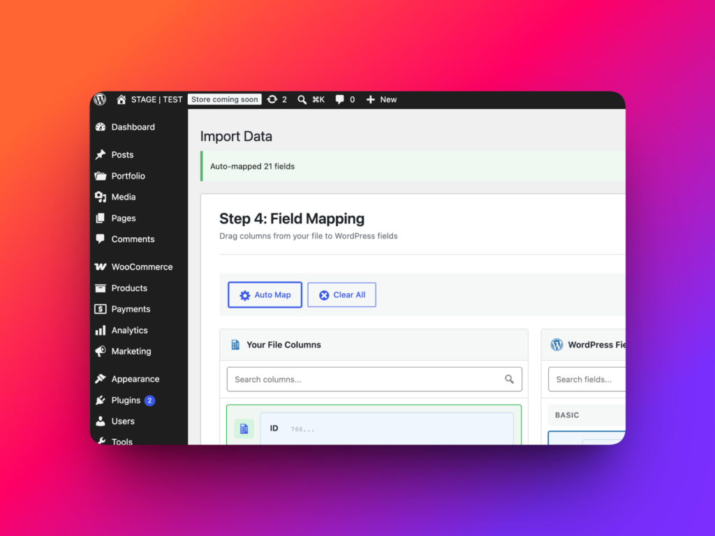 Auto Map selected media CSV fields to WordPress media fields