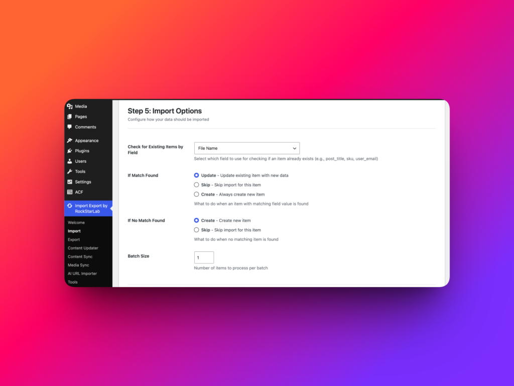 Configure duplicate handling for WordPress media import