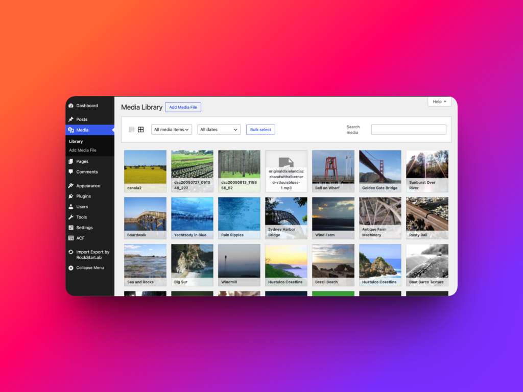 WordPress Media Library after importing media files from another website