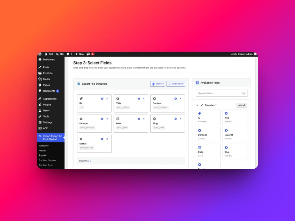 Select WordPress post fields for CSV export