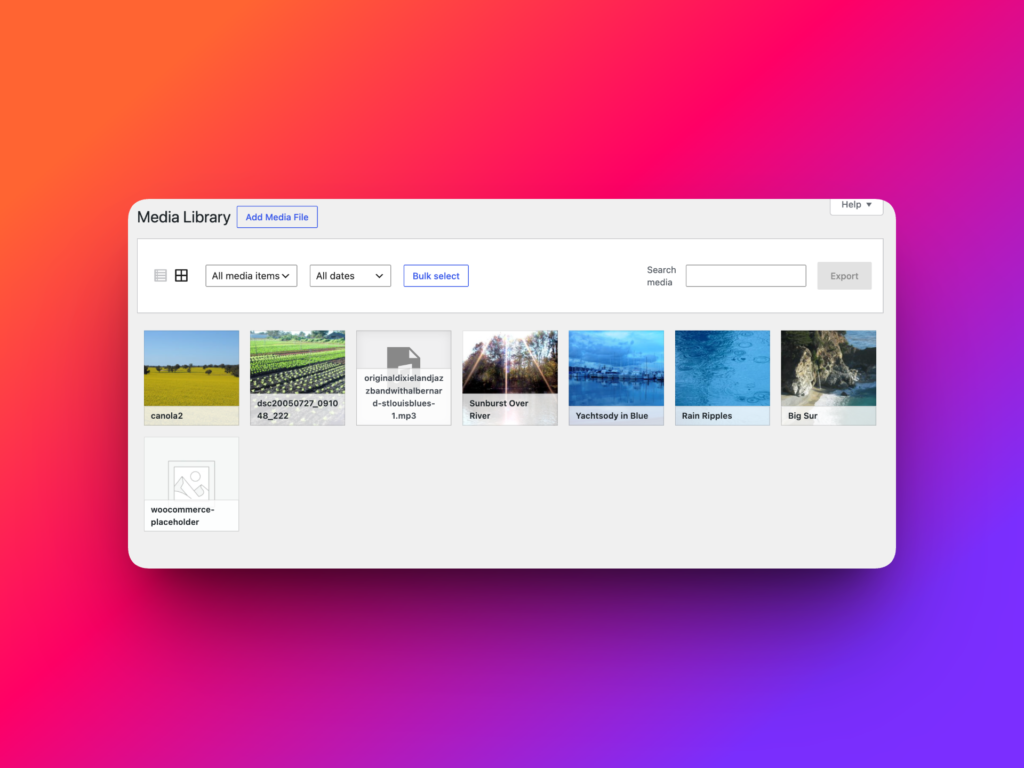 Imported selected media files in WordPress Media Library