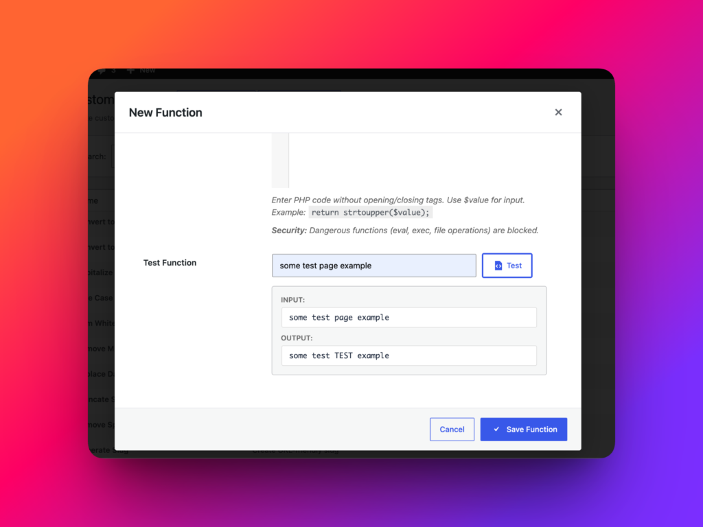Testing custom transformation function before bulk content update
