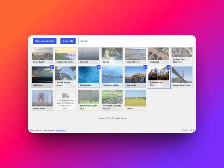 Export selected WordPress media files with Import Export by RockStarLab