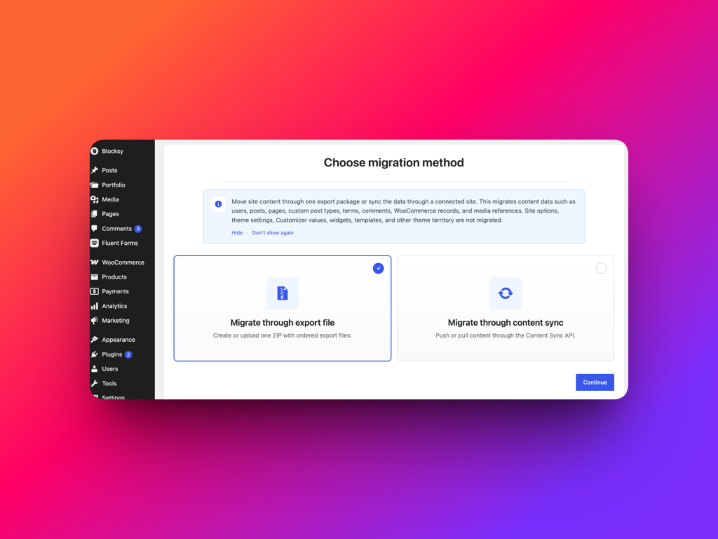 WordPress full content migration mode in Import Export by RockStarLab