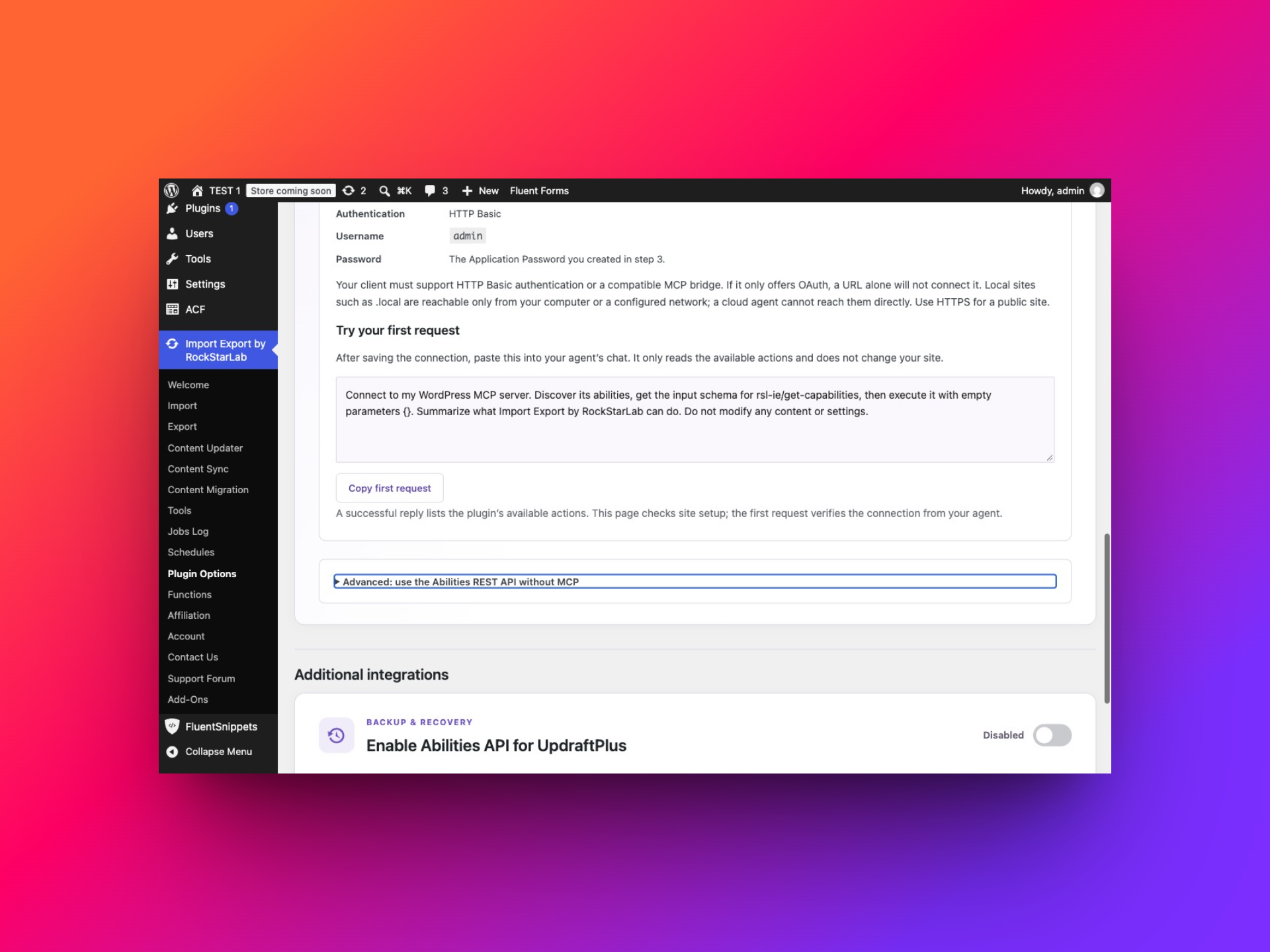 Read-only first request supplied by the AI Agent Connection wizard